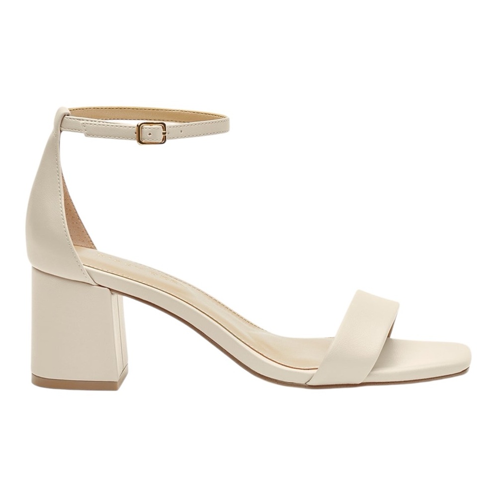 Birdy Grey Natalie Block Heel Sandals Almond Size 8 Vegan Leather New no Box